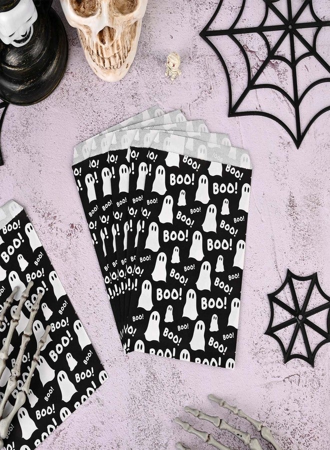 Bolsome 100Pcs Halloween Treat Bags Black White Boo Ghost Paper Goodie Candy Bags Halloween Party Favor Bags for Snacks Cookie Chocolate for Trick or Treat Party Supplies - Image 5